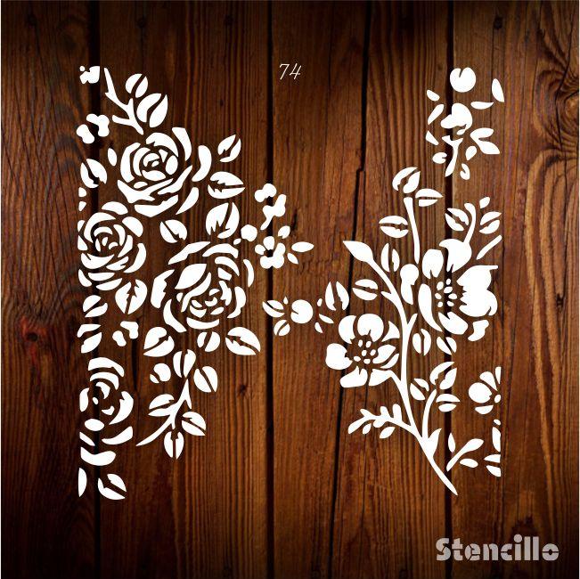 Untamed Garden Symphony: A Lush Tapestry Floral Reusable PVC Stencil For Walls & Canvas Painting -