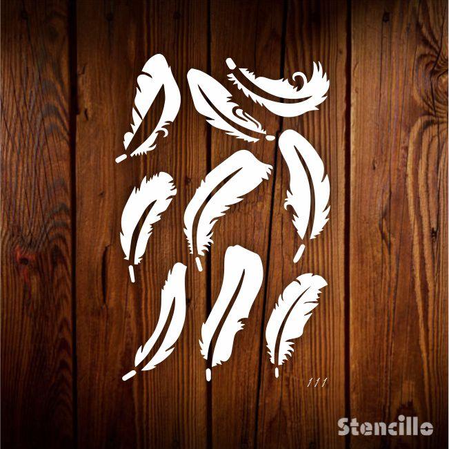 Fock of Creativity: Enchanting Feather Plastic Stencil For Walls, Canvas, Furniture & Fabric Painting -