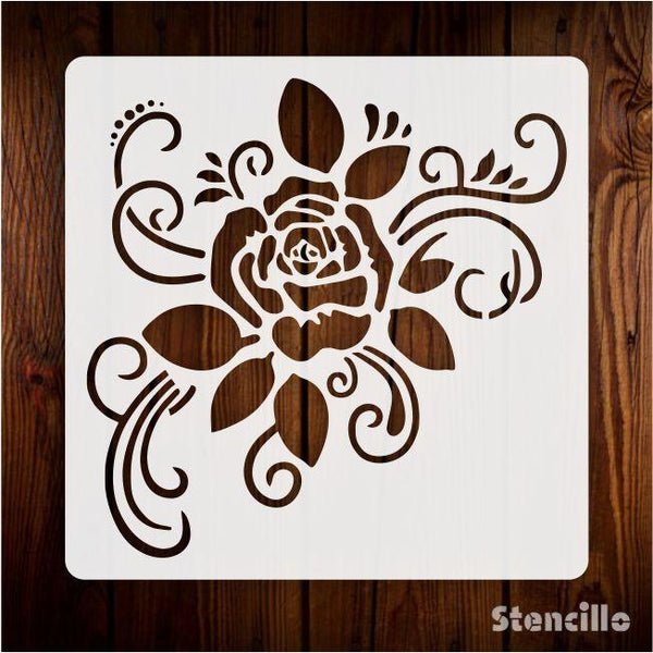 Tapestry Of Vintage Romance - Rose Flower PVC Stencil For Walls, Canvas & Fabric Painting -