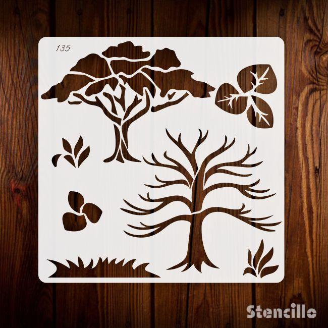 Cricut Tree Reusable Stencil For Canvas And Wall Painting.ID#135 - Stencils