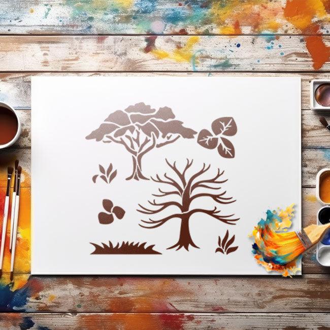 Bring Nature Indoors: Majestic Trees Stencil For Canvas And Wall Painting -