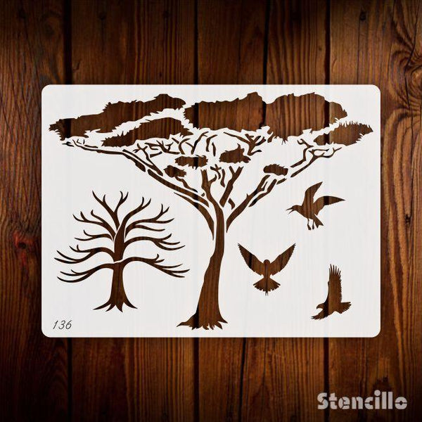 Flourish with Nature: Lush Tree Stencil for Walls, Canvas, and More -