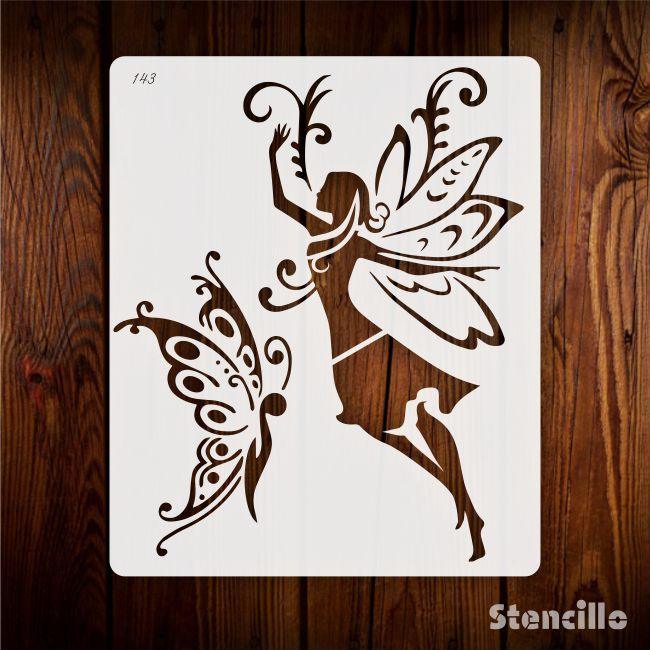 Easy Fairy & Butterfly Reusable Stencil For Canvas And Wall Painting.ID#143 - Stencils