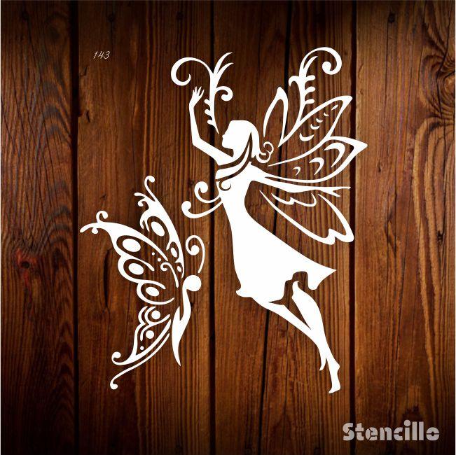 Easy Fairy & Butterfly Reusable Stencil For Canvas And Wall Painting.ID#143 - Stencils