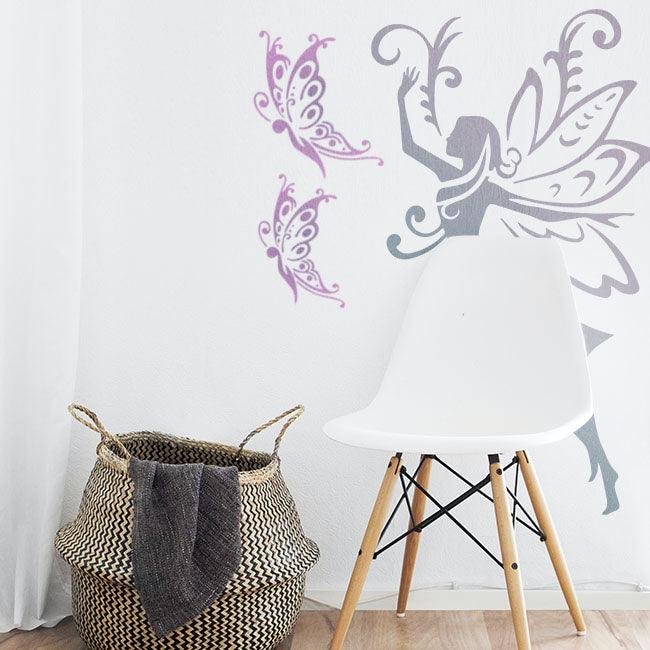 Fairytale Murals: Reusable Stencil Paints Dreamy Fairy & Butterfly Scenes for Canvas and Wall Painting -