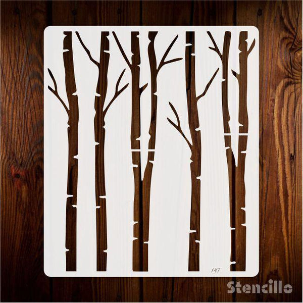 Windswept Serenity: Brish Tree Reusable Stencil For Canvas And Wall Painting -