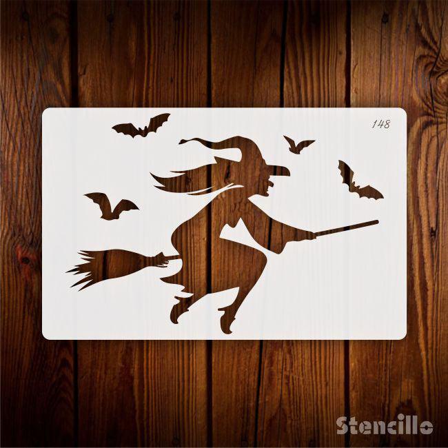 Whimsical Wand: Witch's Broom Plastic Stencil For Walls, Canvas & Furniture Decoration -