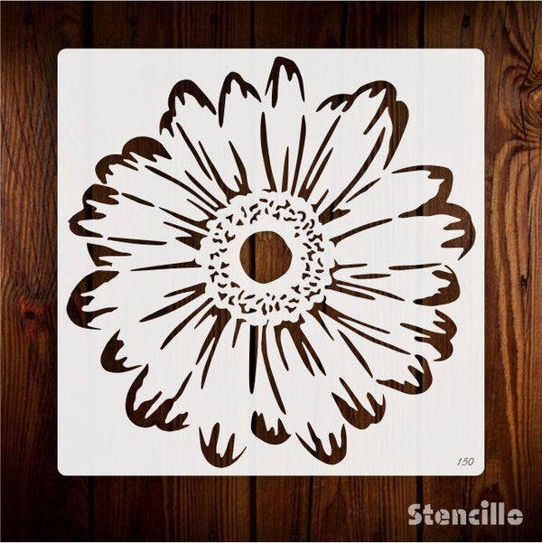 Radiate Sunshine - Gerbera Daisy Flower Stencil For Walls, Canvas & Furniture Painting -