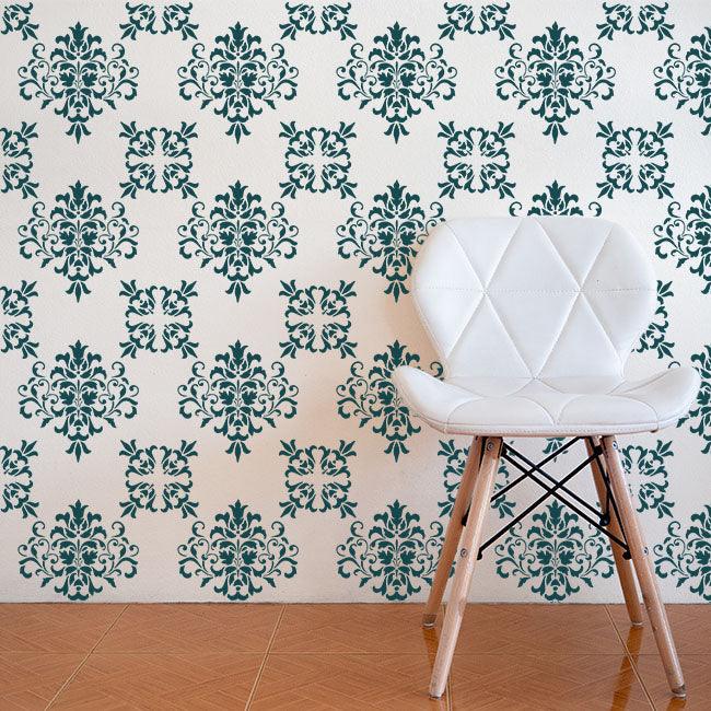 Whispers of Morocco: Stencil a Tapestry of Damask on canvas, wall and Floor -