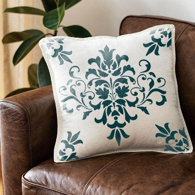 Whispers of Morocco: Stencil a Tapestry of Damask on canvas, wall and Floor -