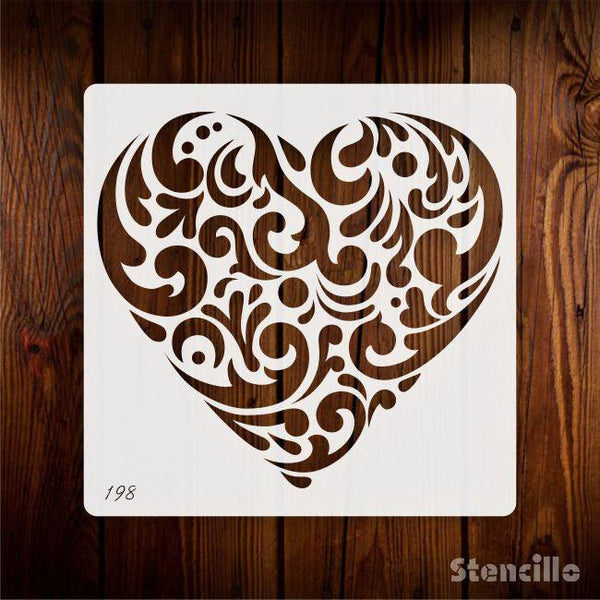 Unleash a Symphony of Hearts - Damask Heart Pattern Stencil For Walls, Canvas & Floor Painting -