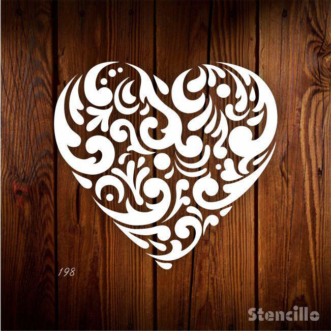 Unleash a Symphony of Hearts - Damask Heart Pattern Stencil For Walls, Canvas & Floor Painting -