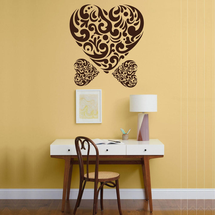 Unleash a Symphony of Hearts - Damask Heart Pattern Stencil For Walls, Canvas & Floor Painting -