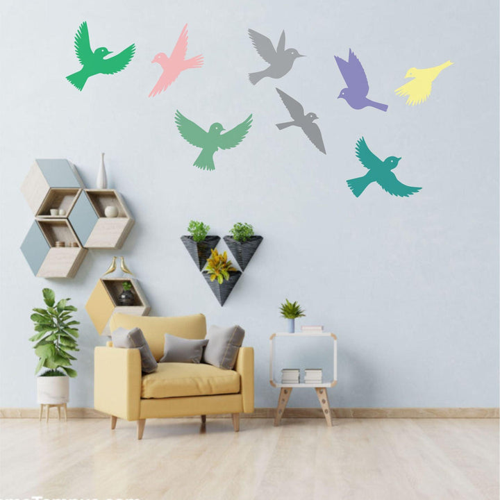 Flock Of Whimsical Friends - Flying Birds PVC Stencil For Walls, Canvas & Fabric Painting -