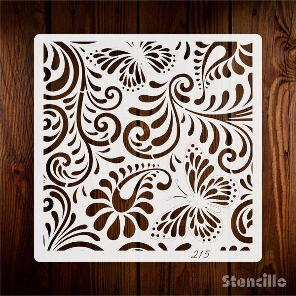 A Variety Of Delicate Flowers And Lush 3D Leaves PVC Stencil For Walls, Canvas & Fabric Painting -