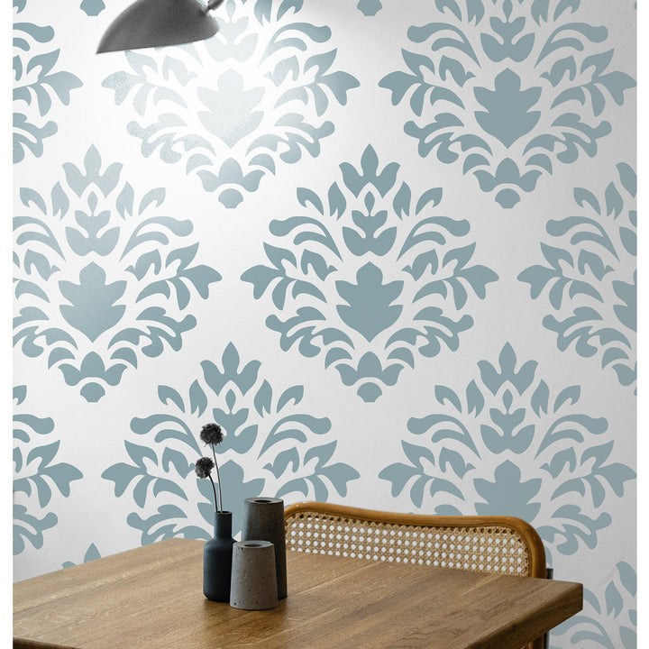 Whispers of the Crest: Paint a Symphony of damask Stencil on Walls, Canvas, Floor & Fabric -