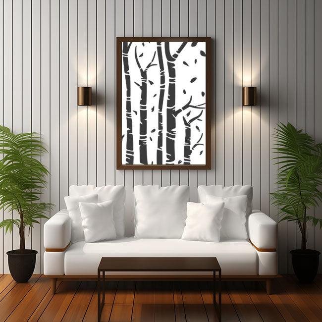 Captivating Bamboo: Stencil Serenity on Walls & Canvas -