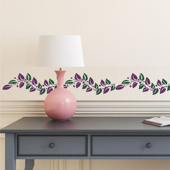 Unfurl Nature's Elegance: Lush Leaf Border Stencil For Walls, Canvas & Furniture Painting -