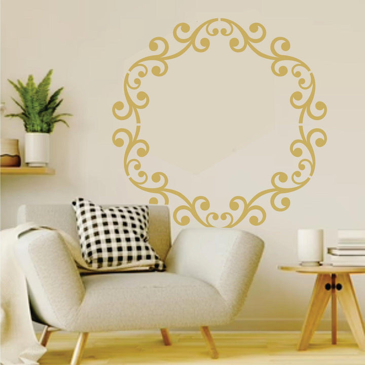 Floral Circle: Mandala Round Border Reusable Stencil For Canvas And Wall Painting -