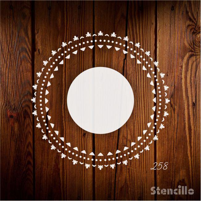 Moonlight Mosaic: Mandala Round Border Reusable Stencil For Canvas And Wall Painting -