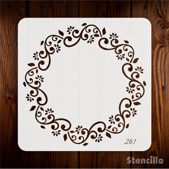 Brings A Touch Of Wild - Flower Round Border PVC Stencil For Walls, Canvas, Fabric Painting -