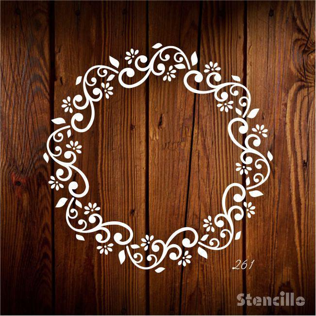 Brings A Touch Of Wild - Flower Round Border PVC Stencil For Walls, Canvas, Fabric Painting -