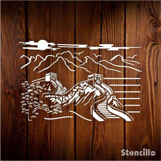 Breathtaking Great Wall: The Great Wall Stencil Layer & Emboss for Walls, Crafts & More! -