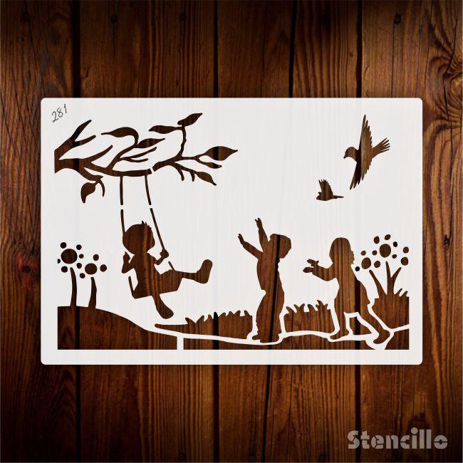 Happy Days: Capture the Magic of Childhood Stencil for Wall Painting Scrapbook Coloring -