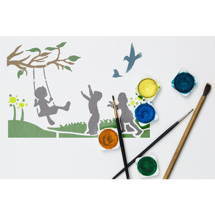 Happy Days: Capture the Magic of Childhood Stencil for Wall Painting Scrapbook Coloring -