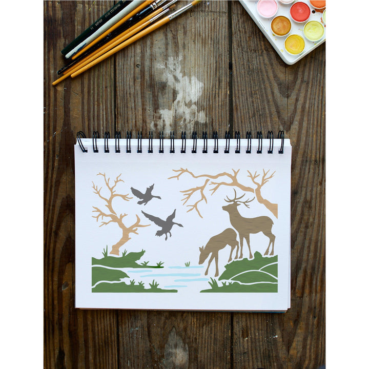 Nature's Grace: Stencil a Buck's Gentle Thirst on Walls, Canvas & Scrapbooks -