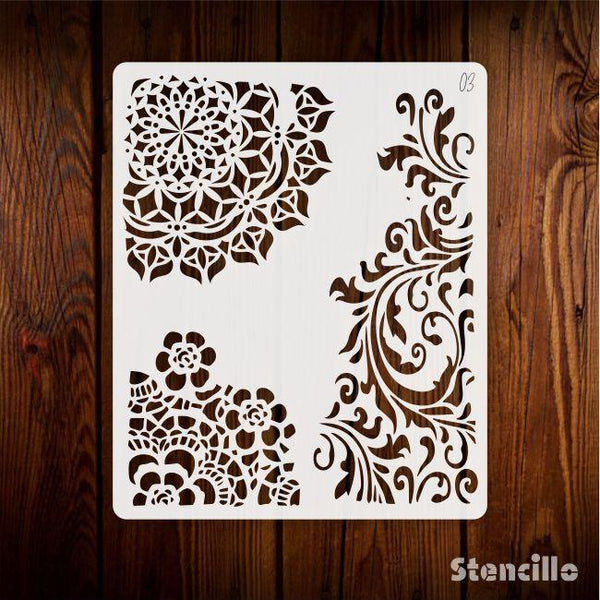 Elegance In Every Corner - Floral & Mandala PVC Stencil For Walls & Canvas, Fabric Painting -