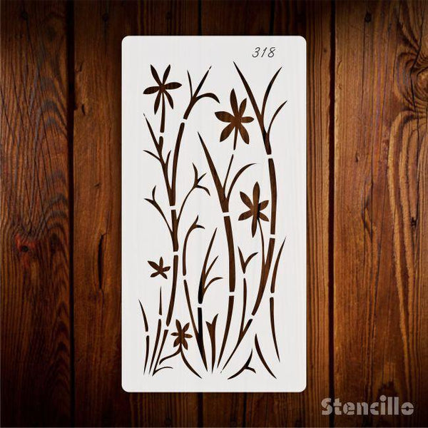 Overflowing With Exotic Life - Bushes PVC Stencil For Walls, Canvas & Fabric Painting -