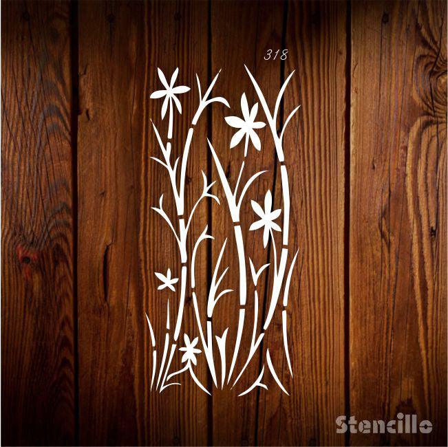 Overflowing With Exotic Life - Bushes PVC Stencil For Walls, Canvas & Fabric Painting -