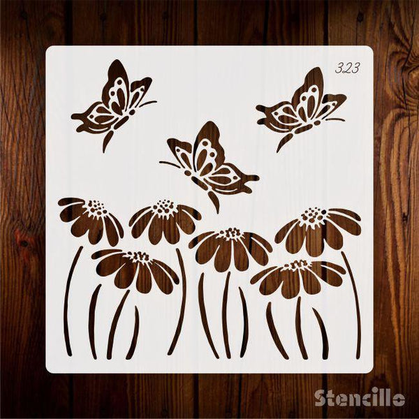 Butterfly Ballet: A Reusable Butterfly With flower Reusable Stencil For Canvas And Wall Painting -
