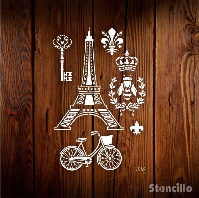 Parisian Panache: Stencil a Touch of French Elegance with the Eiffel Tower, bycycle on walls & canvas -