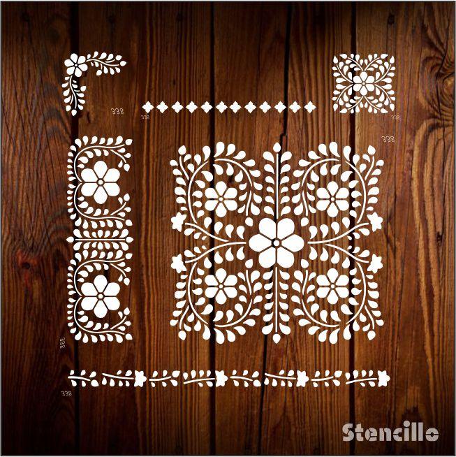 Pique - Indian Inlay Furniture Stencils Set- Reusable Plastic Stencils for Furniture,Fabric and walls- Stencillo -