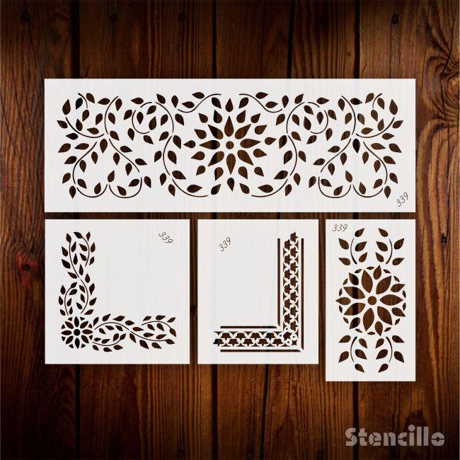 Zenix-Inlay Furniture Stencils set- Reusable Plastic Stencils for Furniture,Fabric and walls- Stencillo -