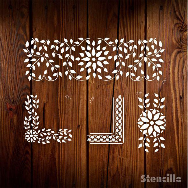 Zenix-Inlay Furniture Stencils set- Reusable Plastic Stencils for Furniture,Fabric and walls- Stencillo -