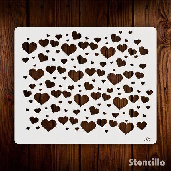 Confetti of Love - Heart Pattern Stencil For Walls, Canvas & Furniture Painting -