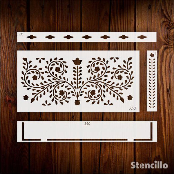 Pixel - Indian Inlay Furniture Stencils Set- Reusable Plastic Stencils for Furniture,Fabric and walls- Stencillo -