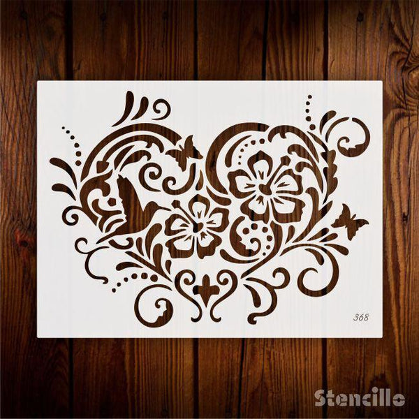 Stunning Floral Love Note Reusable Plastic Stencil For Walls, Canvas, Furniture & Fabric Painting & Embossing -