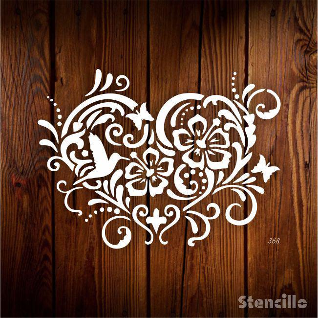 Stunning Floral Love Note Reusable Plastic Stencil For Walls, Canvas, Furniture & Fabric Painting & Embossing -