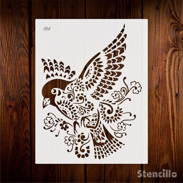 Feathered Flight: Stencil a Mandala of Avian Majesty for Wall,Scrapbook & canvas Painting -