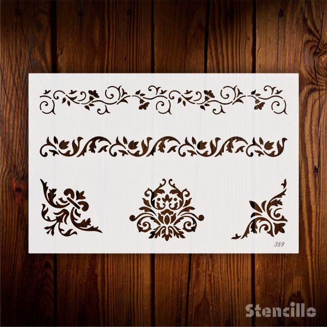 Bloom Boldly: Three Floral Border Plastic Stencil For Walls, Canvas & Furniture Painting -