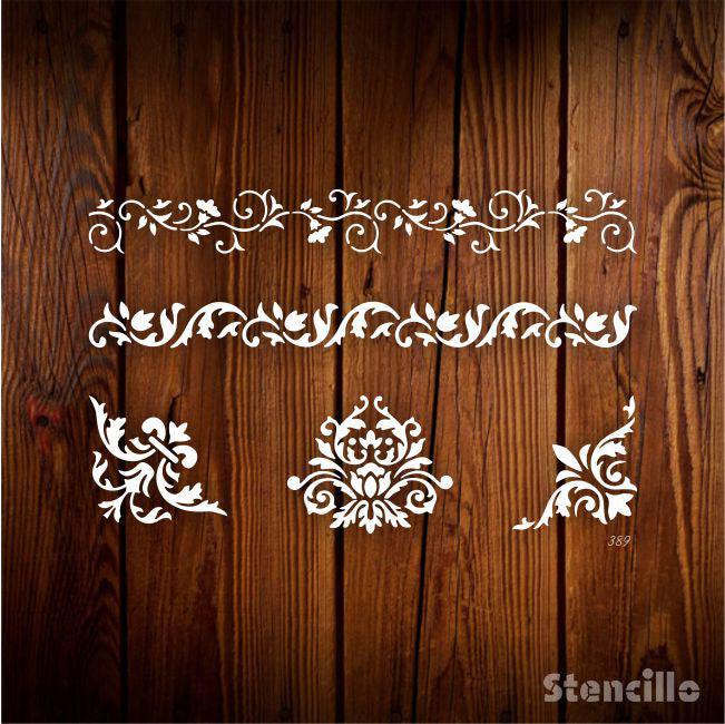 Bloom Boldly: Three Floral Border Plastic Stencil For Walls, Canvas & Furniture Painting -