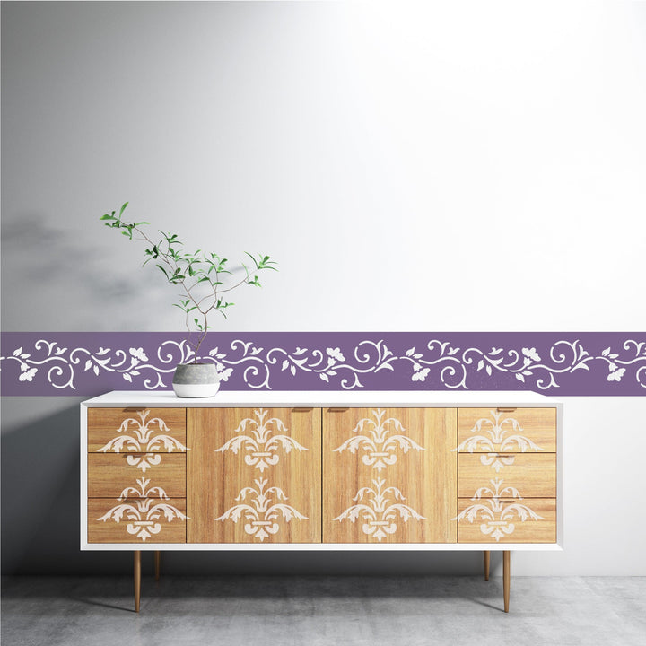 Bloom Boldly: Three Floral Border Plastic Stencil For Walls, Canvas & Furniture Painting -