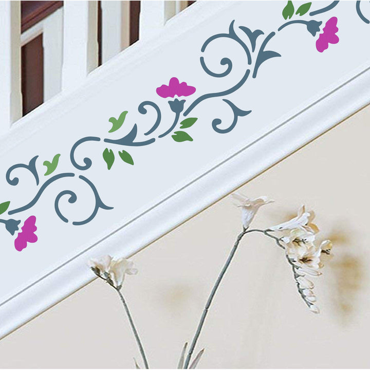 Bloom Boldly: Three Floral Border Plastic Stencil For Walls, Canvas & Furniture Painting -