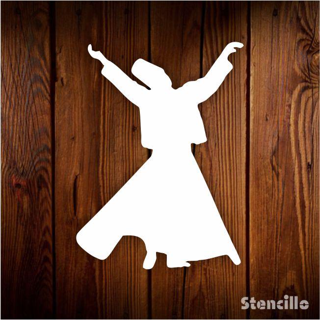 Embrace Whirling Devotion: Sufi Dervish Silhouette Stencil for Walls, Canvas, and More -