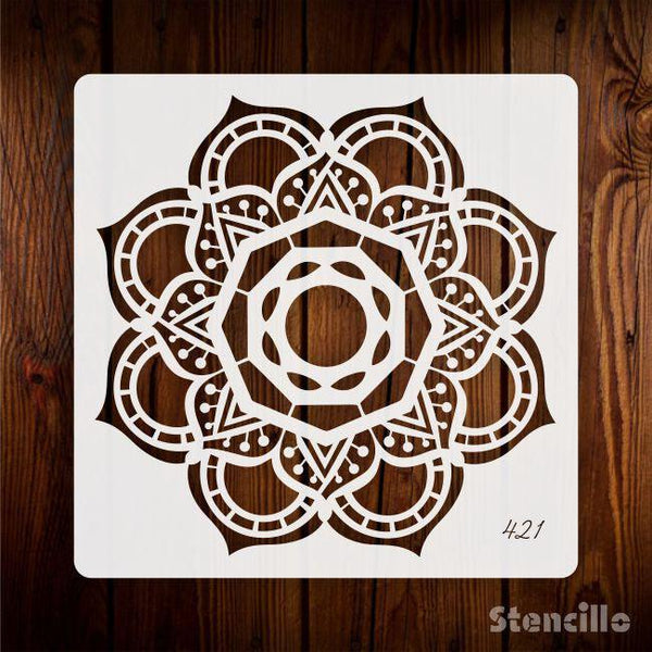 Mesmerizing Starry Night - Mandala Reusable Plastic Stencil For Walls, Canvas & Furniture Painting -