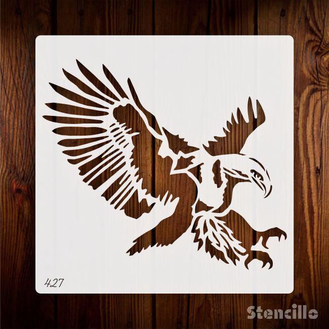 Soar on Wings of Creativity: Flying Eagle PVC Stencil For Walls, Canvas & Fabric Painting -